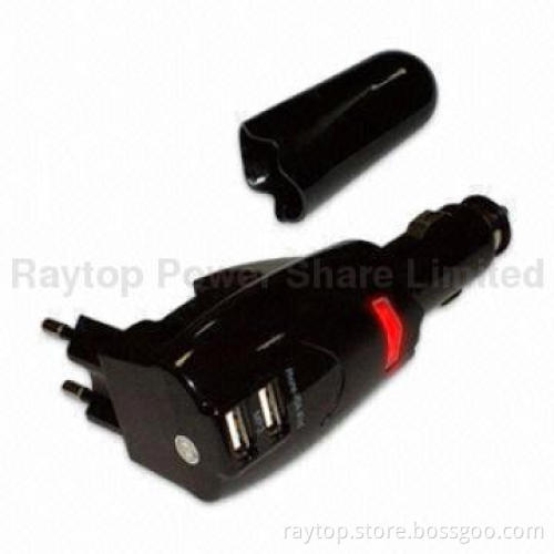Integrated Mobile Phone Charger 5V,1.0A for In-Car and Home Use